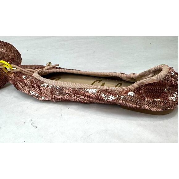Sam Edelman Felicia Ballet Flats Rose Gold Sequins Kids Slip-On Girls Size 3 - Picture 3 of 8
